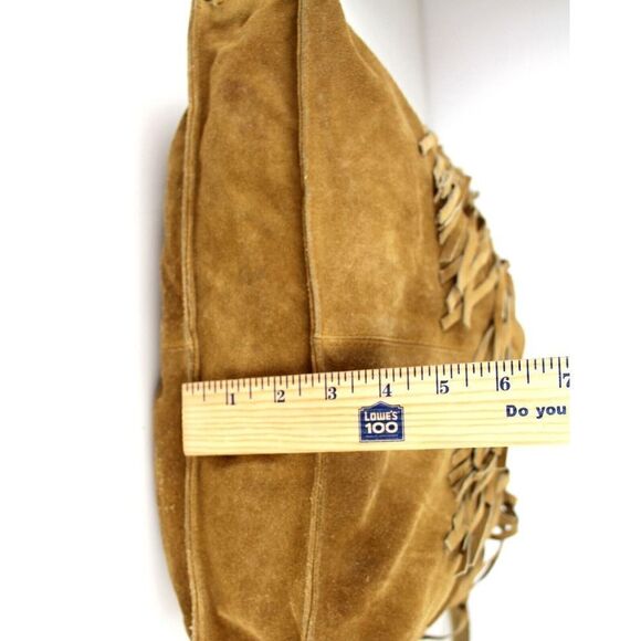 Shelley Wenum TAN BROWN GENUINE SUEDE FLORAL FLAP SHOULDER BAG HANDBAG PURSE - Picture 13 of 16